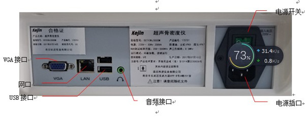 OSTEOKJ3000M、OSTEOKJ3000M+、OSTEOKJ3000S、OSTEOKJ3000S+型號(hào)骨密度儀接口示意圖